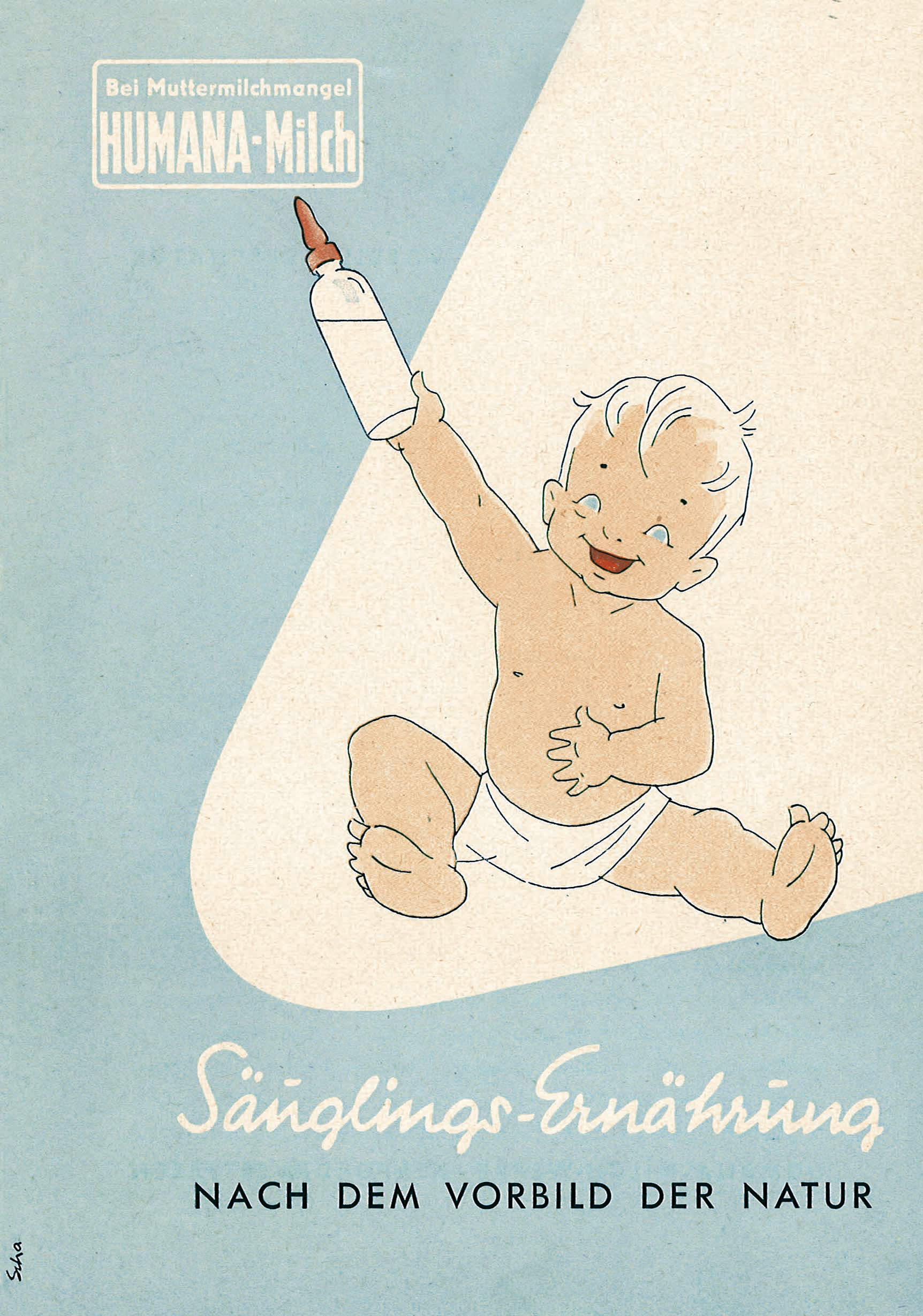 Cartel ilustrado Humana baby antiguo